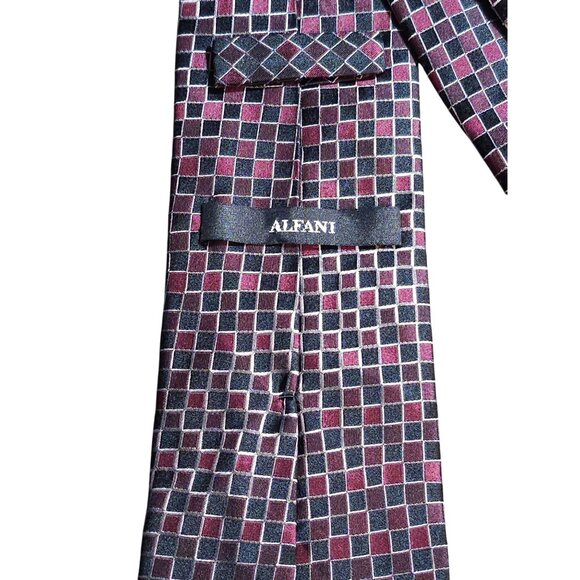 Alfani Men's Geometric Checkered Silk Tie Classic - Picture 3 of 13